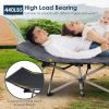 Folding Camping Cot Portable Sleeping Camping Bed Collapsible Travel Camp Cots Guest Bed Cot with 2-Sided Soft Pad 440LBS Max Load